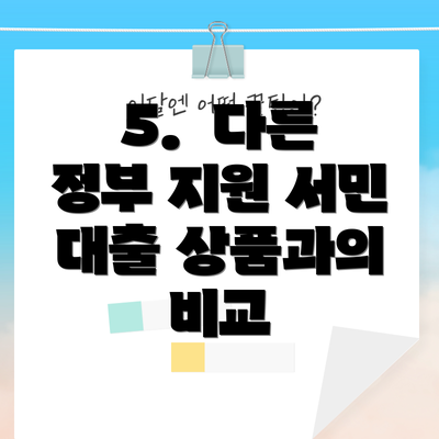 5.  다른 정부 지원 서민 대출 상품과의 비교