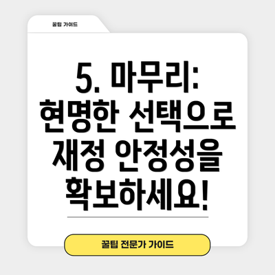 5. 마무리: 현명한 선택으로 재정 안정성을 확보하세요!