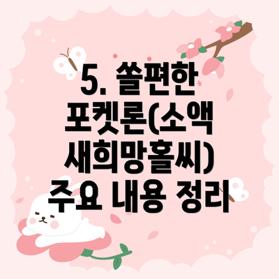 5. 쏠편한 포켓론(소액 새희망홀씨) 주요 내용 정리