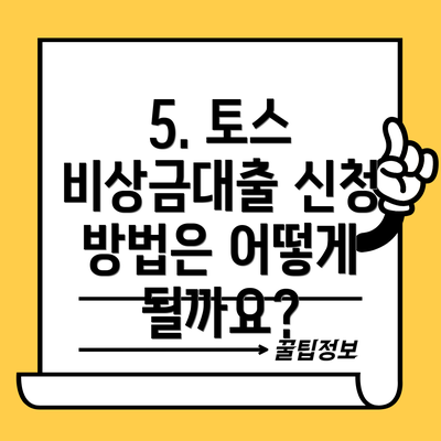5. 토스 비상금대출 신청 방법은 어떻게 될까요?