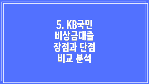5. KB국민 비상금대출 장점과 단점 비교 분석