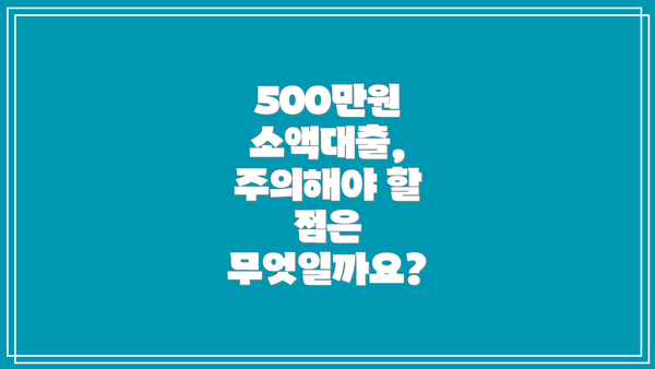 500만원 소액대출,  주의해야 할 점은 무엇일까요?