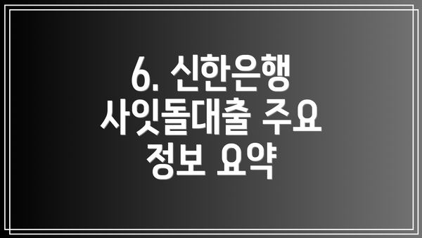 6. 신한은행 사잇돌대출 주요 정보 요약