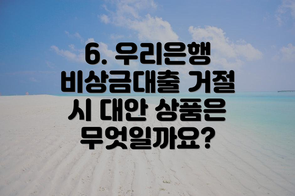 6. 우리은행 비상금대출 거절 시 대안 상품은 무엇일까요?