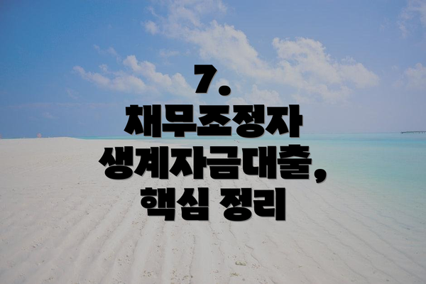 7.  채무조정자 생계자금대출,  핵심 정리