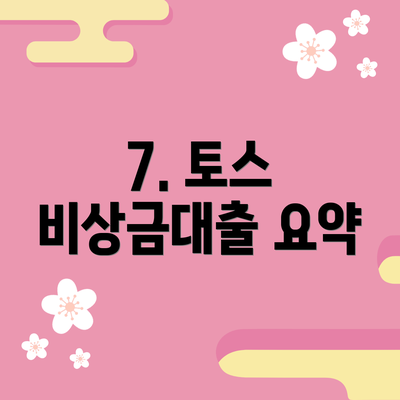 7. 토스 비상금대출 요약