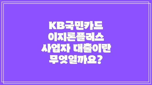 KB국민카드 이지론플러스 사업자 대출, 부결 시 대안 상품은?