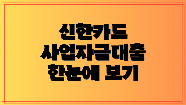 신한카드 사업자금대출 한눈에 보기