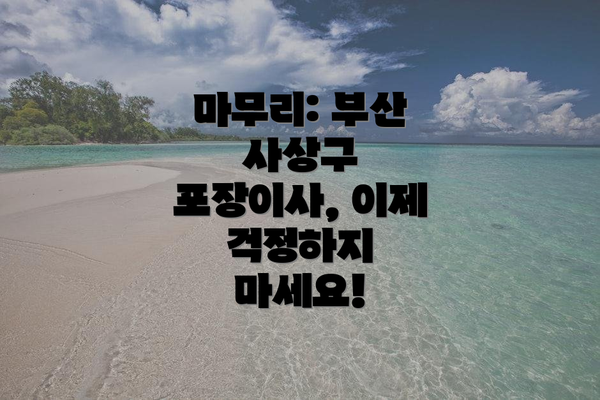 마무리: 부산 사상구 포장이사, 이제 걱정하지 마세요!