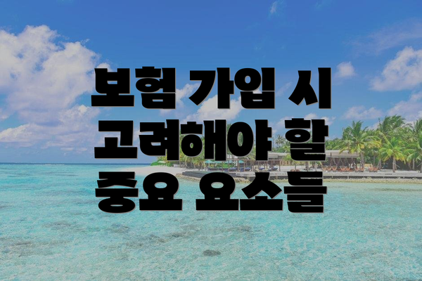 보험 가입 시 고려해야 할 중요 요소들