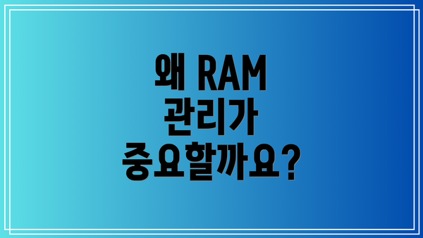 왜 RAM 관리가 중요할까요?