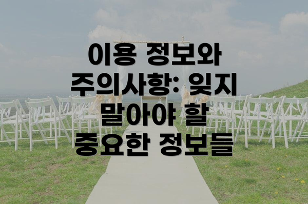 이용 정보와 주의사항: 잊지 말아야 할 중요한 정보들