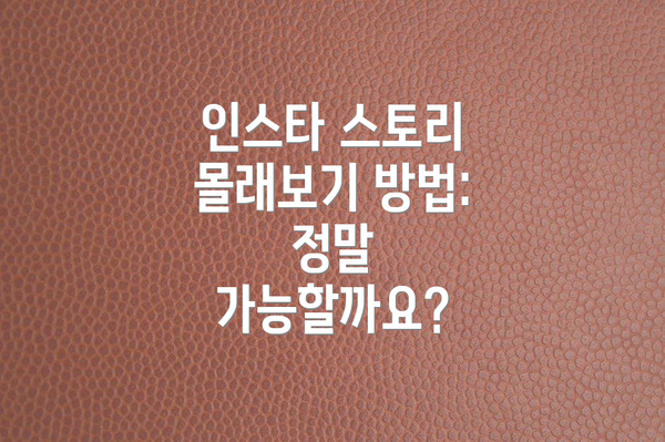 인스타 스토리 몰래보기 방법:  정말 가능할까요?