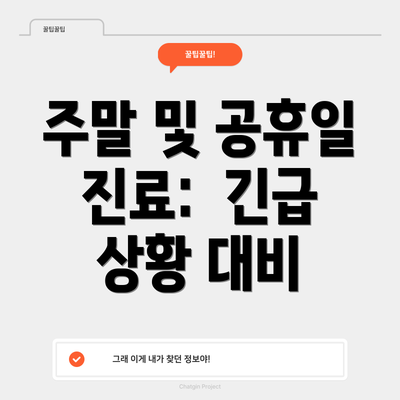주말 및 공휴일 진료:  긴급 상황 대비