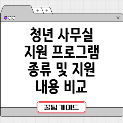 청년 사무실 지원 프로그램 종류 및 지원 내용 비교