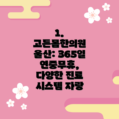 1. 고든몸한의원 울산: 365일 연중무휴, 다양한 진료 시스템 자랑
