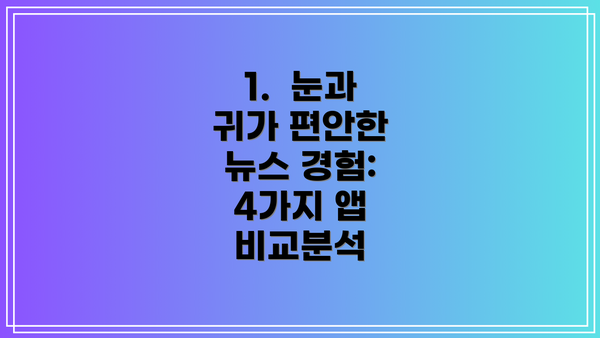 1.  눈과 귀가 편안한 뉴스 경험: 4가지 앱 비교분석