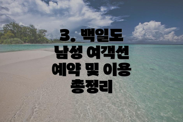 3. 백일도 남성 여객선 예약 및 이용 총정리