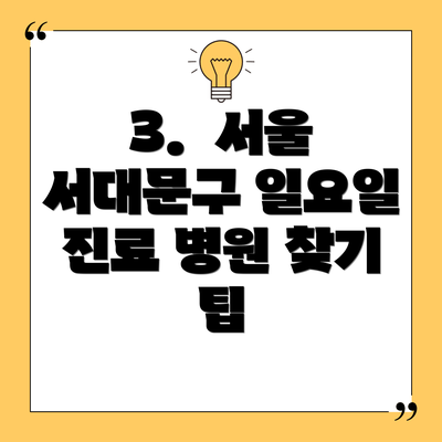 3.  서울 서대문구 일요일 진료 병원 찾기 팁