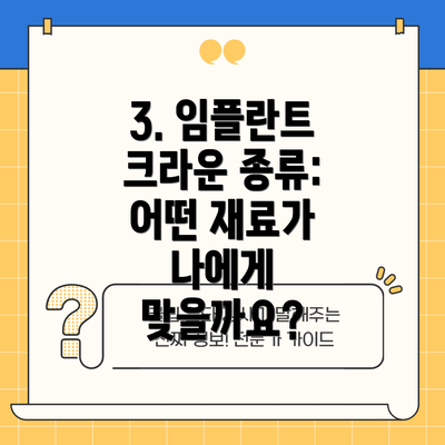 3. 임플란트 크라운 종류: 어떤 재료가 나에게 맞을까요?