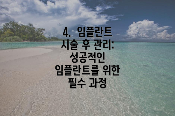 4.  임플란트 시술 후 관리: 성공적인 임플란트를 위한 필수 과정
