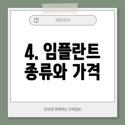 4. 임플란트 종류와 가격