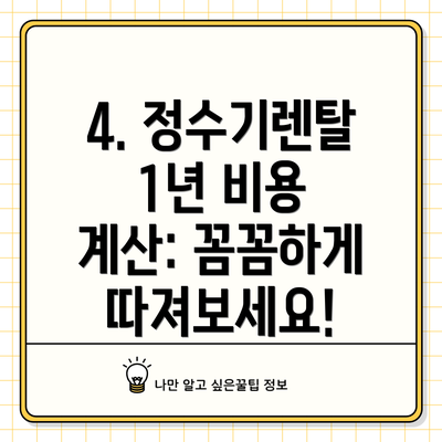 4. 정수기렌탈 1년 비용 계산: 꼼꼼하게 따져보세요!