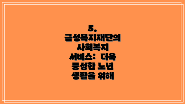 5. 금성복지재단의 사회복지 서비스:  더욱 풍성한 노년 생활을 위해