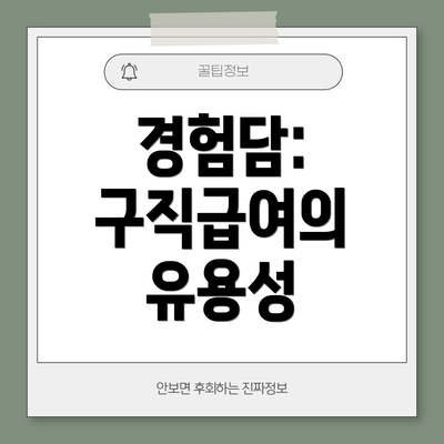 경험담: 구직급여의 유용성