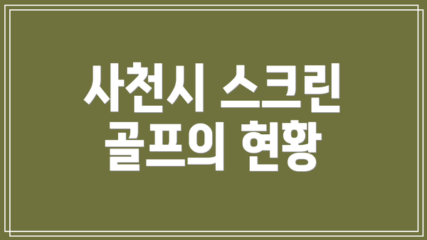 사천시 스크린 골프의 현황