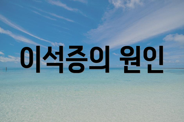 이석증의 원인