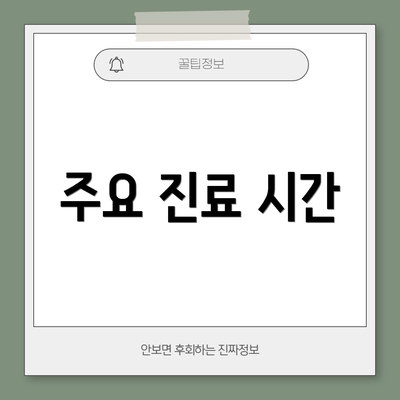 주요 진료 시간