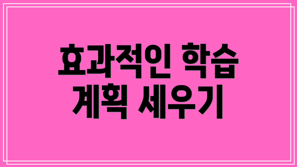 효과적인 학습 계획 세우기