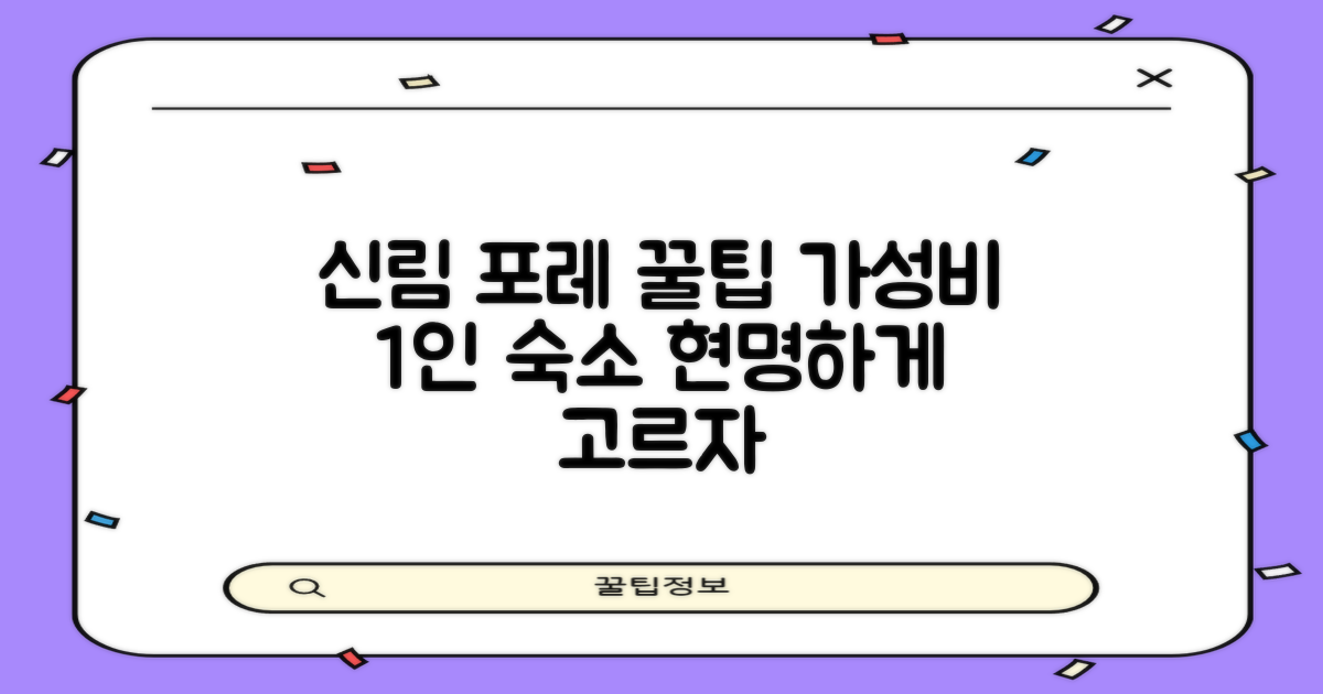 신림 포레: 가성비 최고의 1인 숙소, 현명하게 선택하는 방법