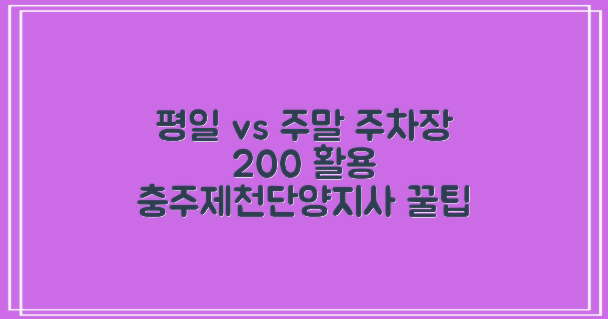 평일 vs 주말 운영 분석: 충주제천단양지사 부설주차장 완벽 활용 가이드